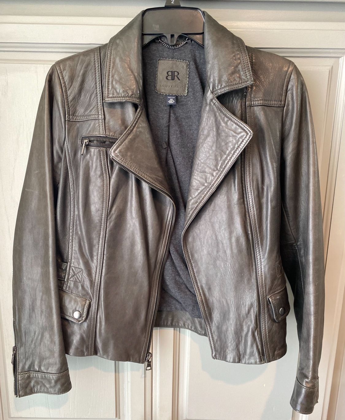BANANA REPUBLIC Black Leather Jacket Petite Size XS