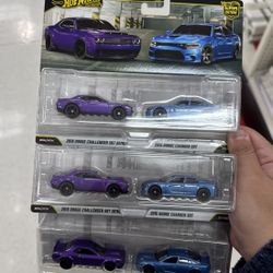 2026 Hot Wheels Premium 2 pack 2018 Dodge Challenger Demon & 2015 Charger SRT