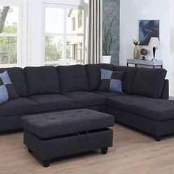 BRAND NEW SECTIONAL COUCH WITH STORAGE OTTOMAN 