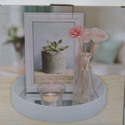 4 Piece Decor Set With Tray, Frame and Decor Accents 