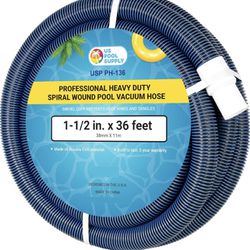U.S. Pool Supply 1-1/2" x 36 Foot Professional Heavy Duty Spiral Wound Swimming Pool Vacuum Hose with Kink-Free Swivel Cuff, Flexible - Connect to Vac