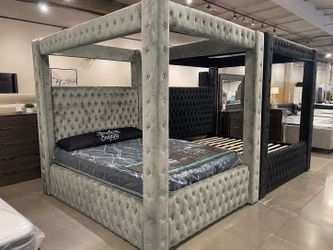 Clearance Sale !! Queen & King Canopy Bed With Optional Mattress - Financing