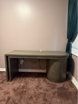 Crate and Barrel Twist 64” Gray Ash Rotating Desk