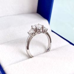 NEW! 2CTW. Round Brilliant (3) Stone Genuine Moissanite Diamond Promise Ring, Please See Details 🌹