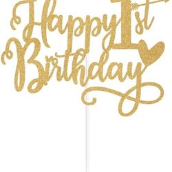 π Happy 1st Birthday Cake Topper β Glitter My First Birthday Party Decoration Prop π