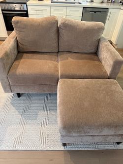 Bradley Khaki Love Seat & Ottoman