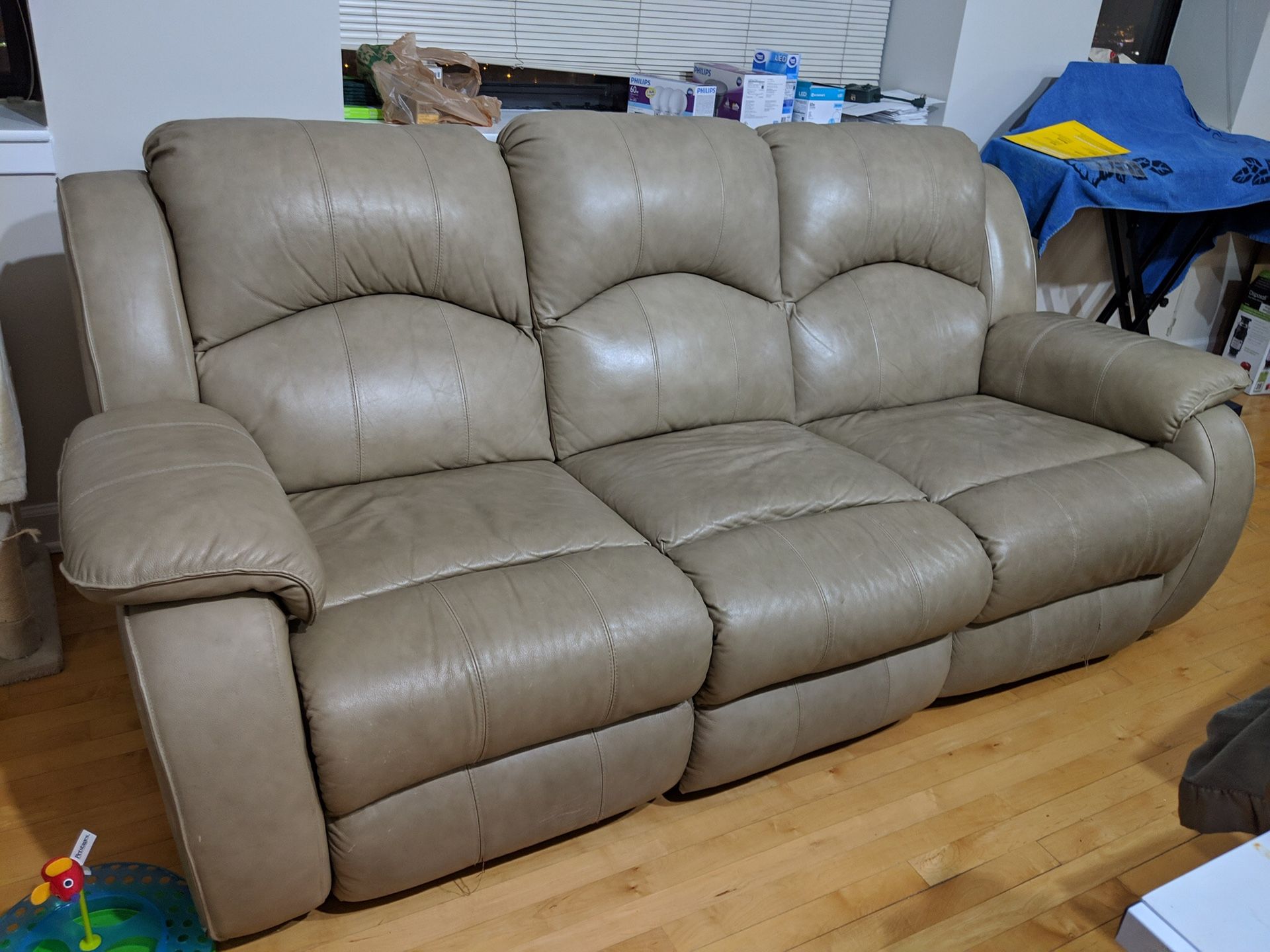 Recliner real leather couch