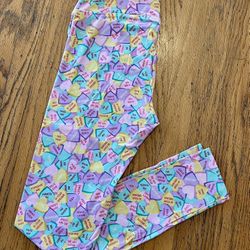 LULAROE LEGGINGS OS VALENTINES DAY CONVERSATION CANDY HEART PASTEL PATTERN RARE
