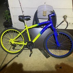 Neon Yellow And Purple Ish Blue 