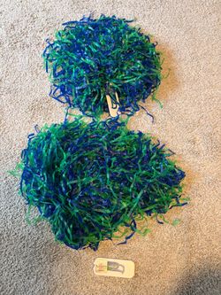Pair of Official Seattle Seahawks throwback Blue and Green Pom Poms (only available in stadium)