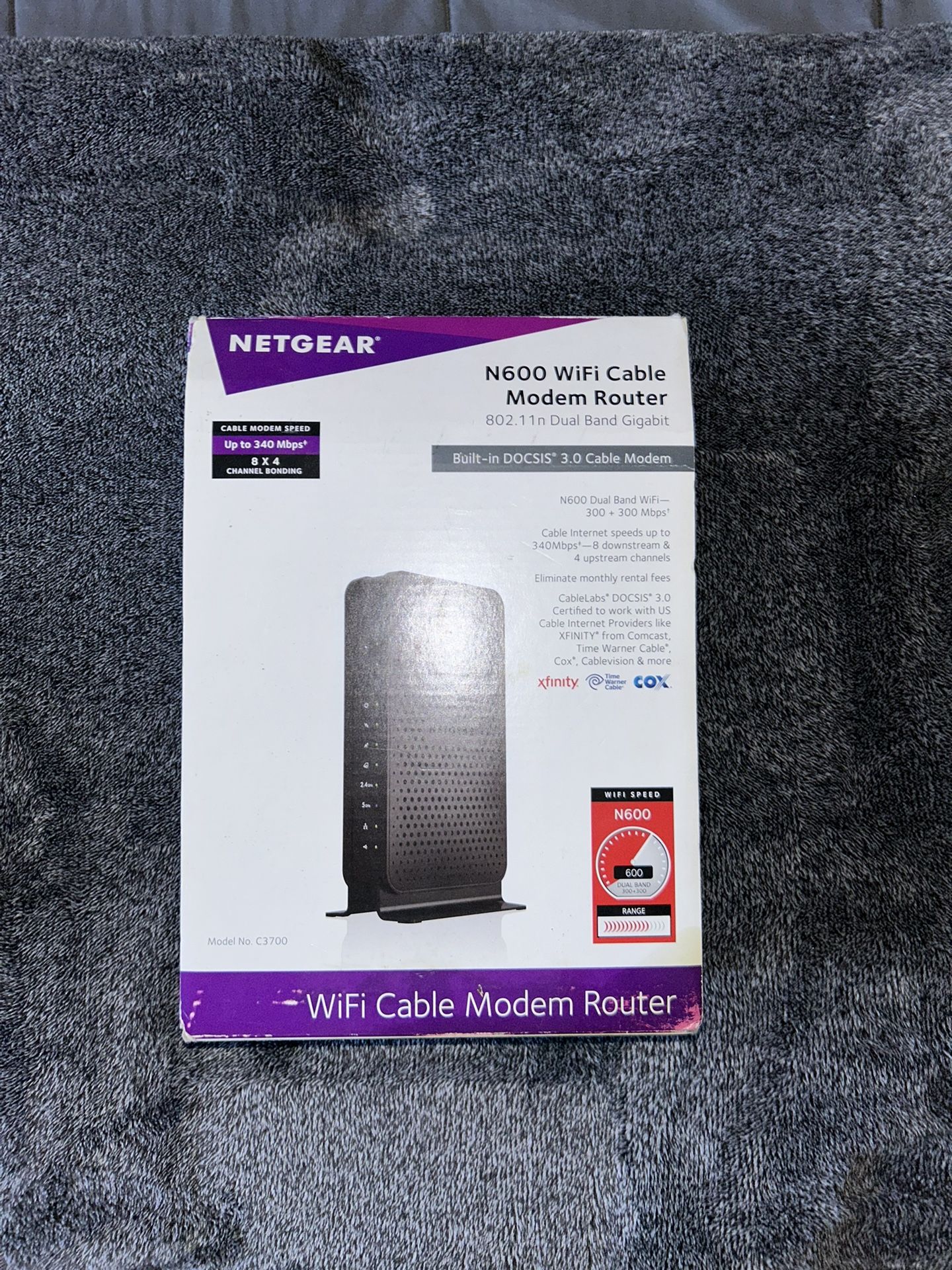 NETGEAR N600 (8x4) WiFi DOCSIS 3.0 Cable Modem Router (C3700) Certified for Xfinity from Comcast, Spectrum, Cox, Spectrum