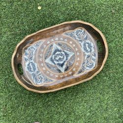 Vintage Hand Painted Wood Tray