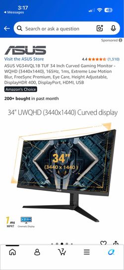 34” Curved Computer Monitor