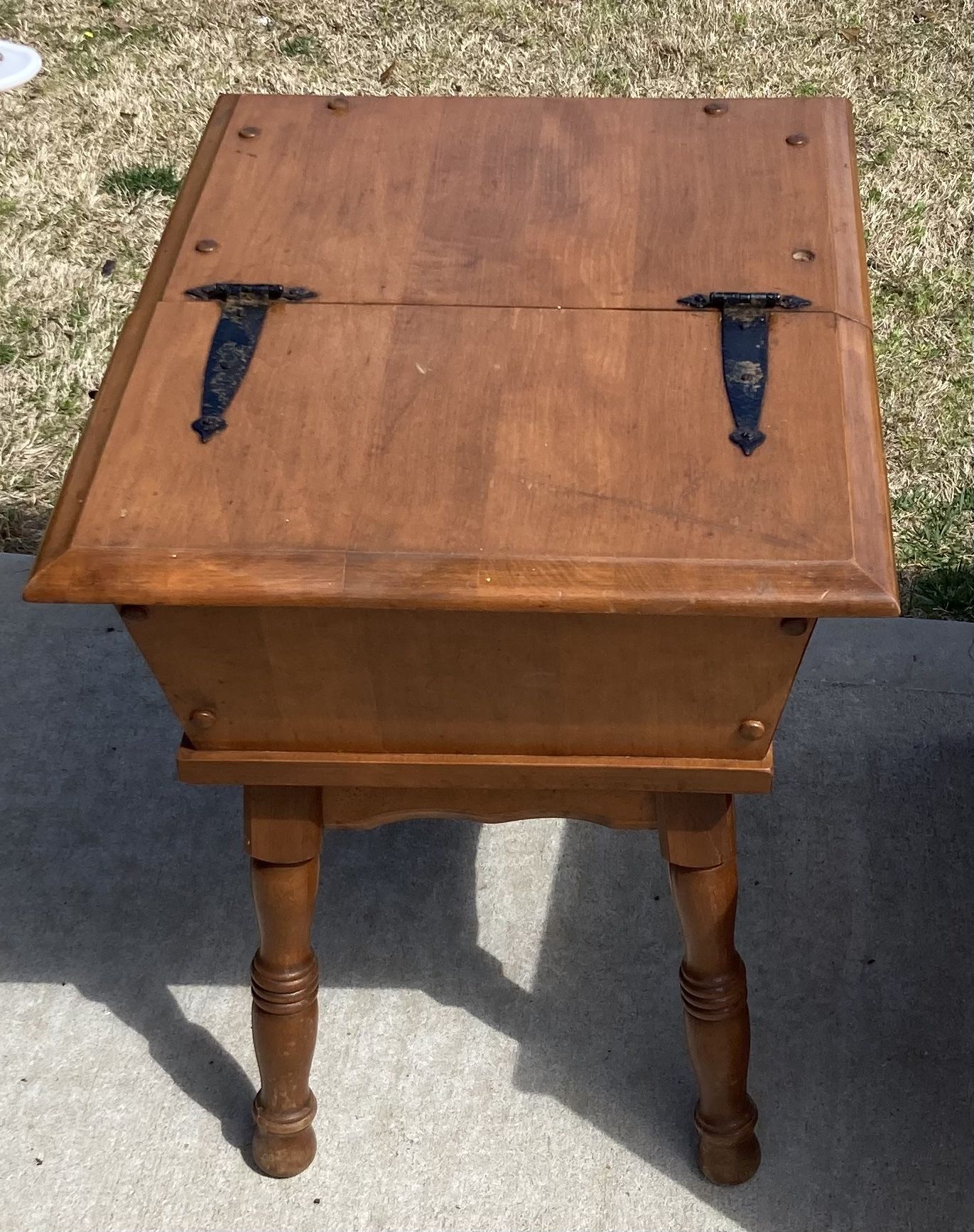 Vintage Maple Dough / Sewing Box End Table - Early American Style