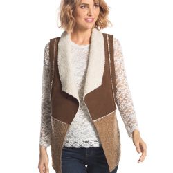 Chico’s Sherpa Tan Vest Women’s Size 2