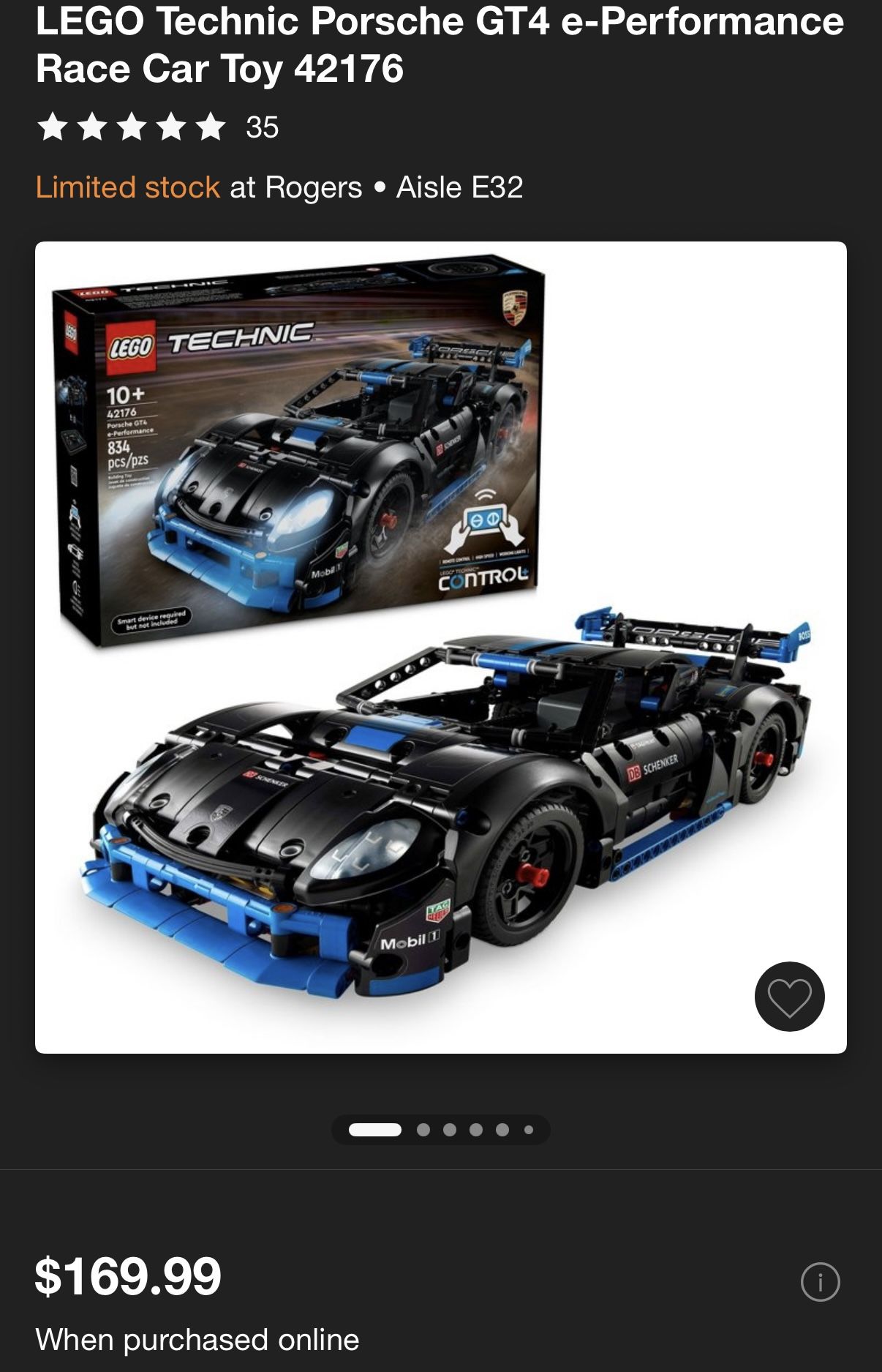 LEGO Technic Porsche GT4 e-Performance Race Car Toy - NEW