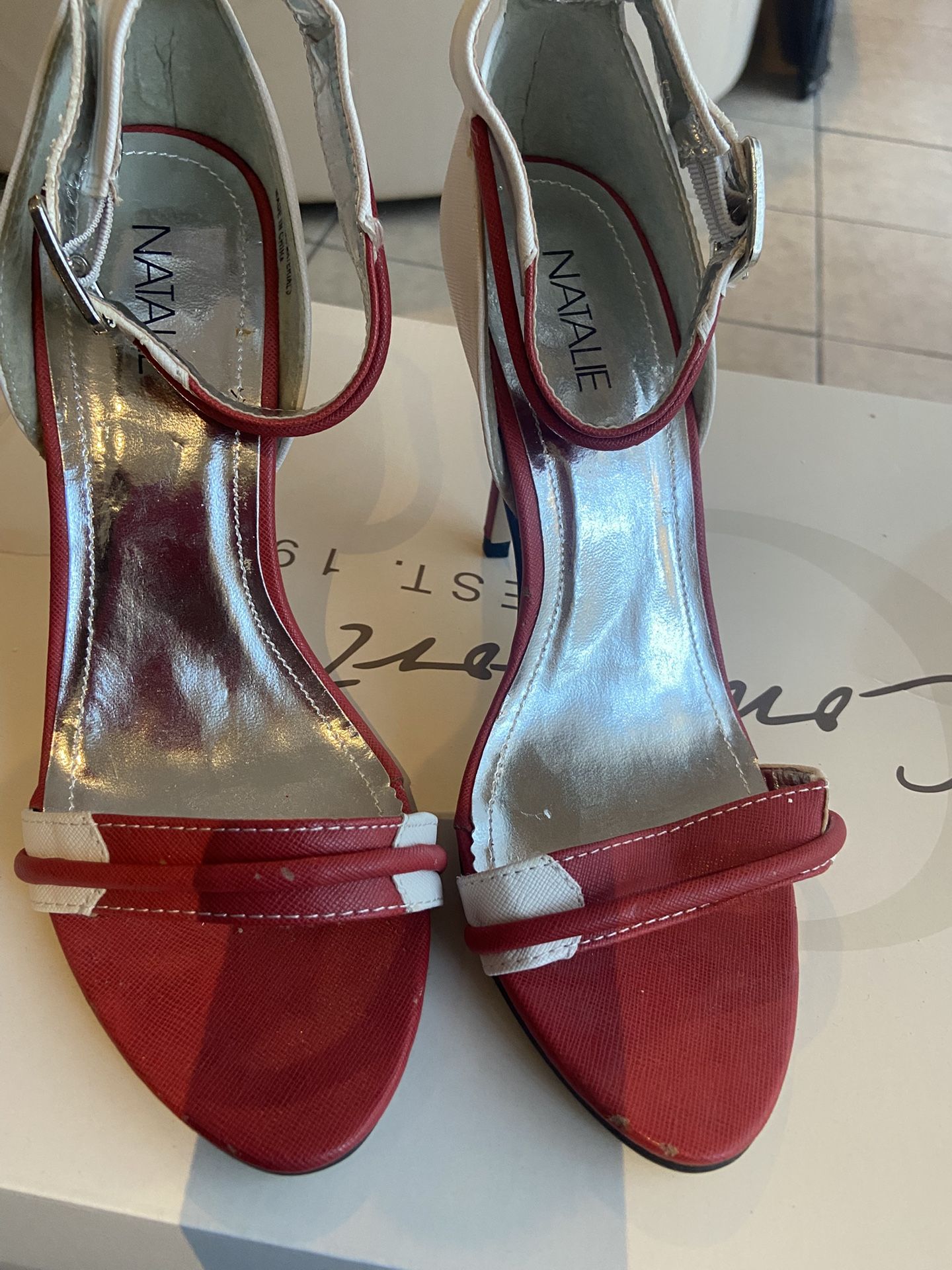 Womens Red Ankle Strap Heels
