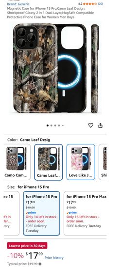 iPhone 15 pro camo leaf case