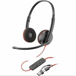 Poly Blackwire 3220 Stereo USB-C Black Headset + USB-C/A Adapter Bulk 8X2J9A6
