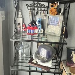 4 Tier Wrought Iron Shelf/plant Stand With Glass