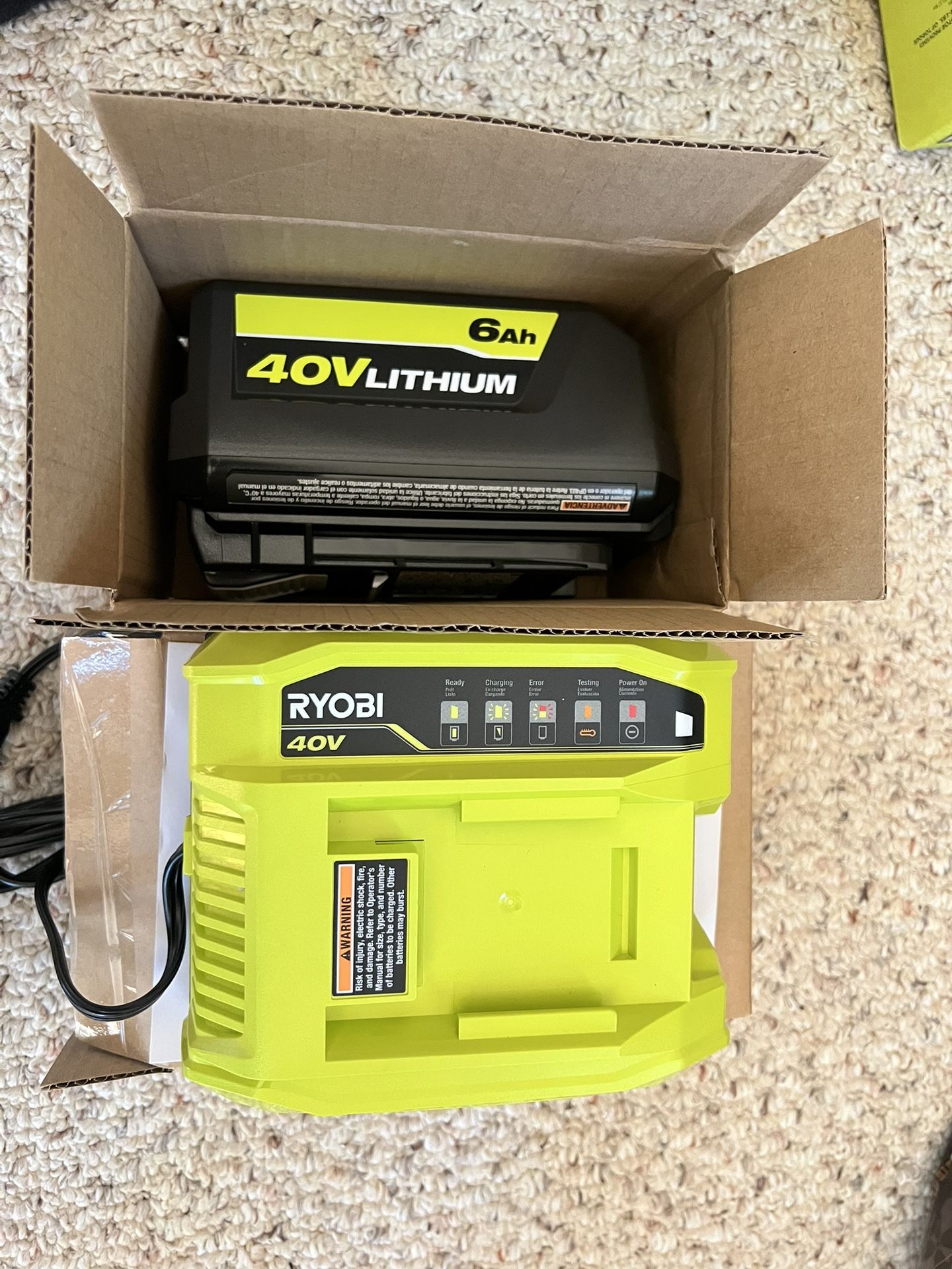 *NEW* Ryobi 40-Volt Lithium-Ion 6.0 Ah High Capacity Battery & 40V 295W Rapid Charger