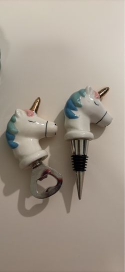 Unicorn Bottle Opener and Wine Stopper Set