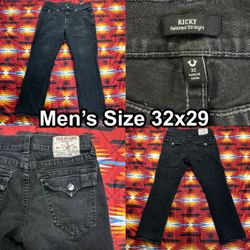 True Religion Ricky Relaxed Straight Size 32 Black Jeans