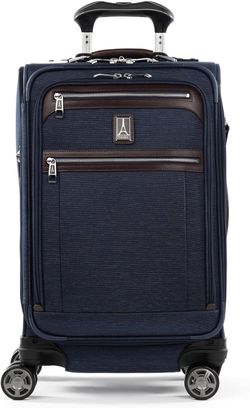 Travelpro Platinum Elite Softside Expandable Carry on Luggage, 8 Wheel Spinner Suitcase, USB Port, Suiter, Men and Women, True Navy Blue, Carry On 21-