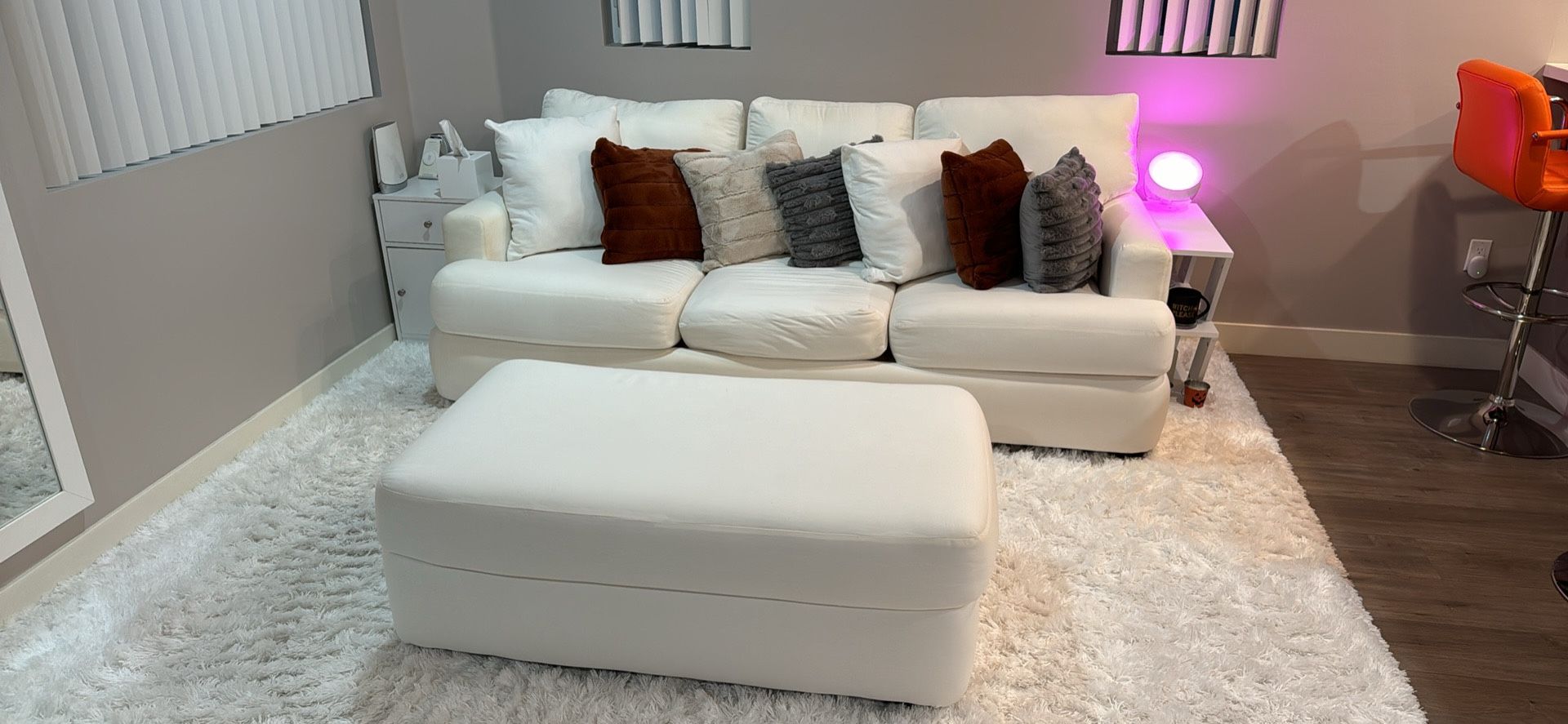 Emilio 90'' Upholstered Sofa With Matching Ottoman 