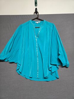 Chico's Turquoise Button Front Blouse Size 0.5