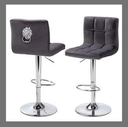 Bar Stools Set of 2 Counter Height, Swivel Barstools with Footrest and L Shape Thicken Cushion Back Handle, Height Adjustable Modern Bar stools for Ki