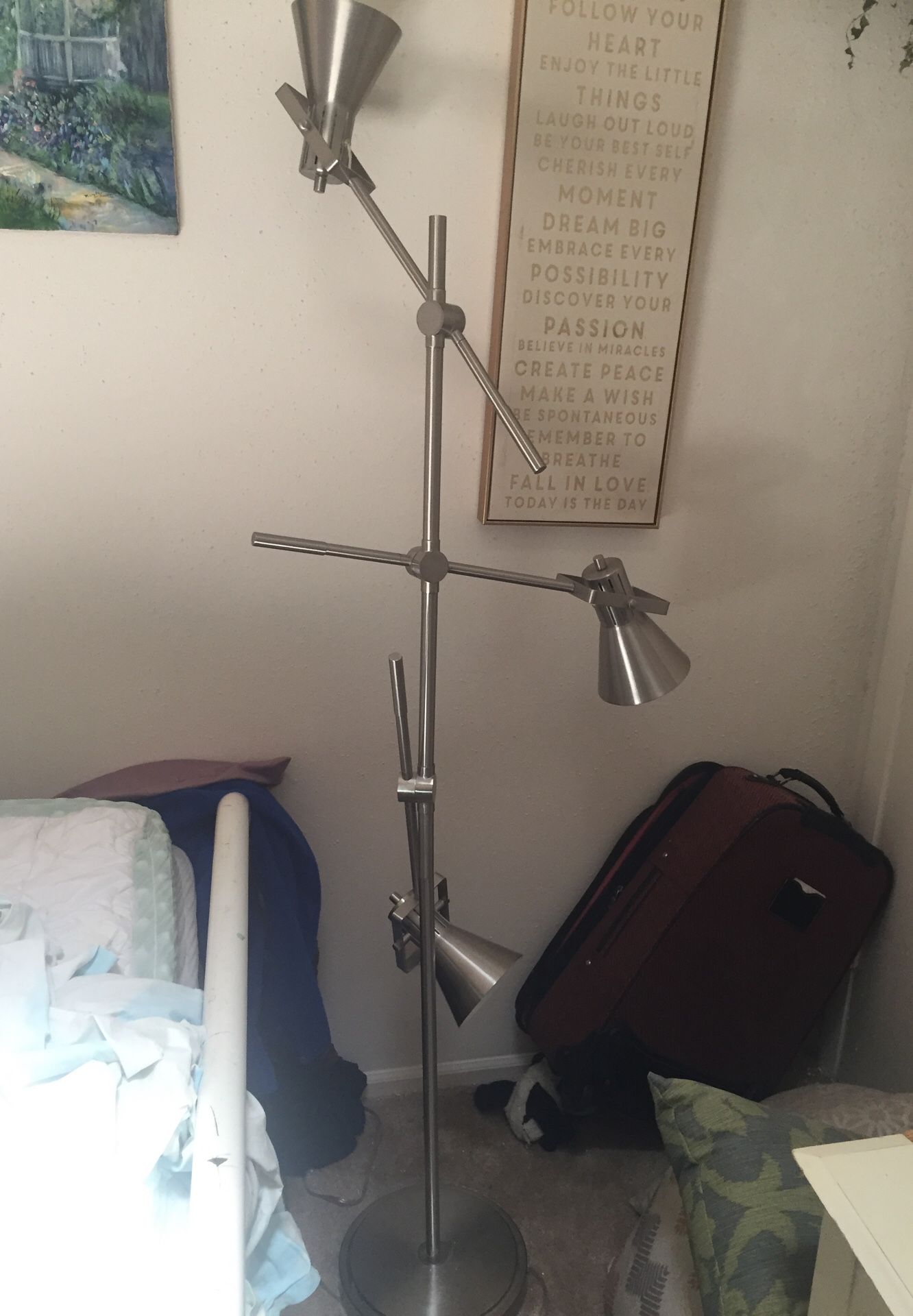 Adjustable silver floor lamp