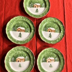 Set of 5 - The  Cellar LOG CABIN Salad/Dessert Plates 8”