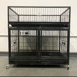 🐶Heavy Duty 🐶 43" Double Kennel And Whelping Kennel Playpen For Puppies 🐺🔥🐩