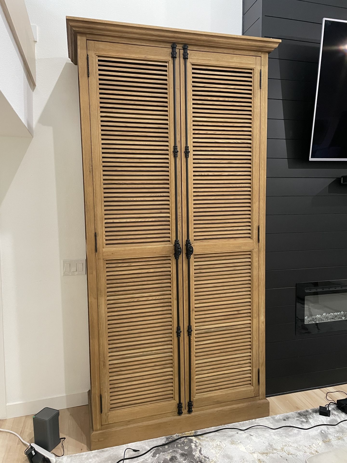 Restoration Hardware St James Solid Oak Cabinet 9’ Tall