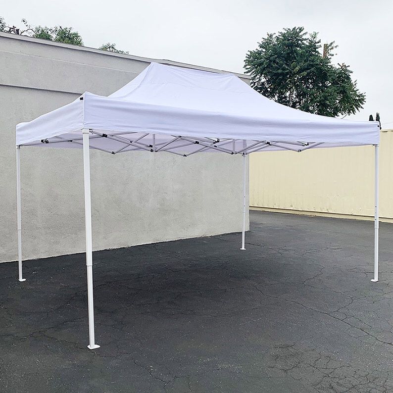 New in box $130 Heavy-Duty 10x15 FT Outdoor Ez Pop Up Canopy Party Tent Instant Shades w/ Carry Bag (White, Blue) 