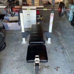 Bench Press, bar, and weights