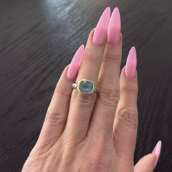 David Yurman Topaz Mixed Metal Cable Ring Size 6