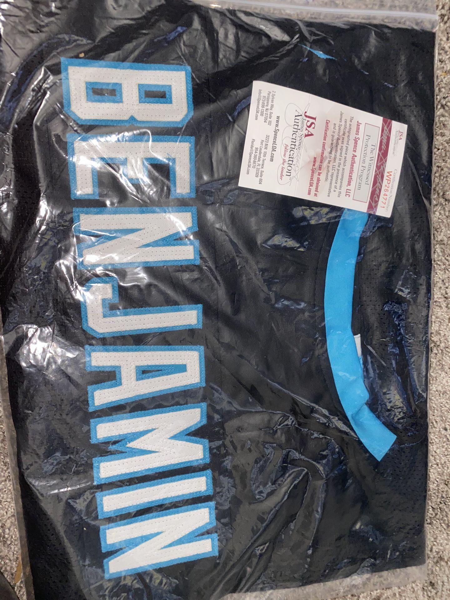 Kelvin Benjamin Signed Authentic NFL Autographed Jersey JSA Authenticated