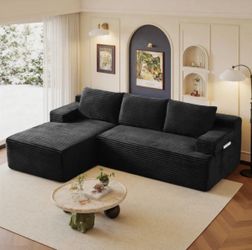 Black L-Shaped Cloud Sectional Sofa