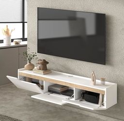 Floating TV console with storage