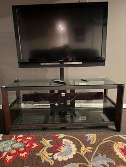 Glass tv stand w/ TV