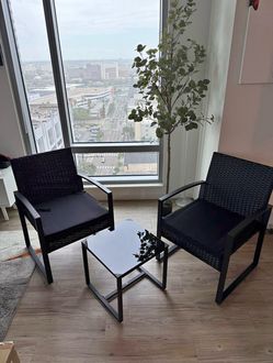 Brand New - 3 Piece Bistro Set Outdoor Patio Furniture Table & Chairs with Cushions