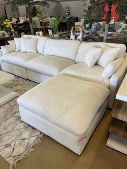 Pluma Ivory Fabric Modular Sectional / 4pc /Feather Blend