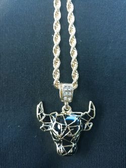 Bull Designer rope chain with stones 20"