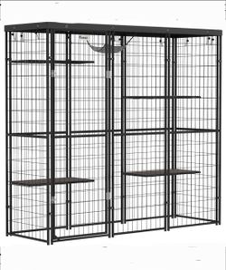 Weld Wire Catio ~NEW~ Indoor/Outdoor w 4-Tiers, Hammock, Cover~for 1-3 Cat/Kittens~69" x 22" x 62"