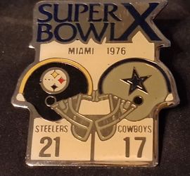 Steelers Cowboys Super Bowl X Commemorative Lapel Pin 1976
