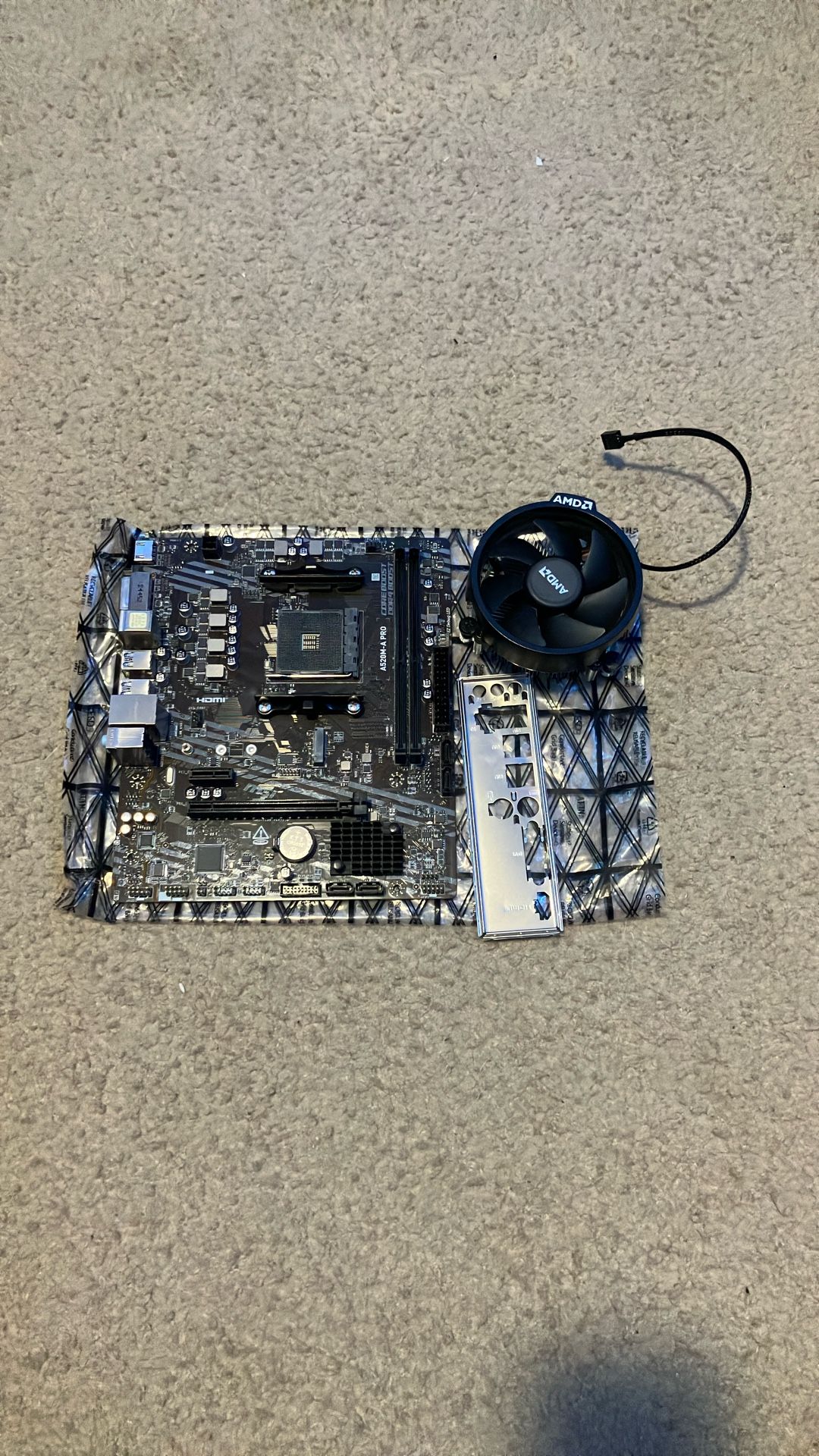 MSI A520M-A Pro+Original IO Shield+AMD CPU Cooler