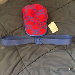 "Authentic Gucci Hat & Louis Vuitton Belt - Gently Used"