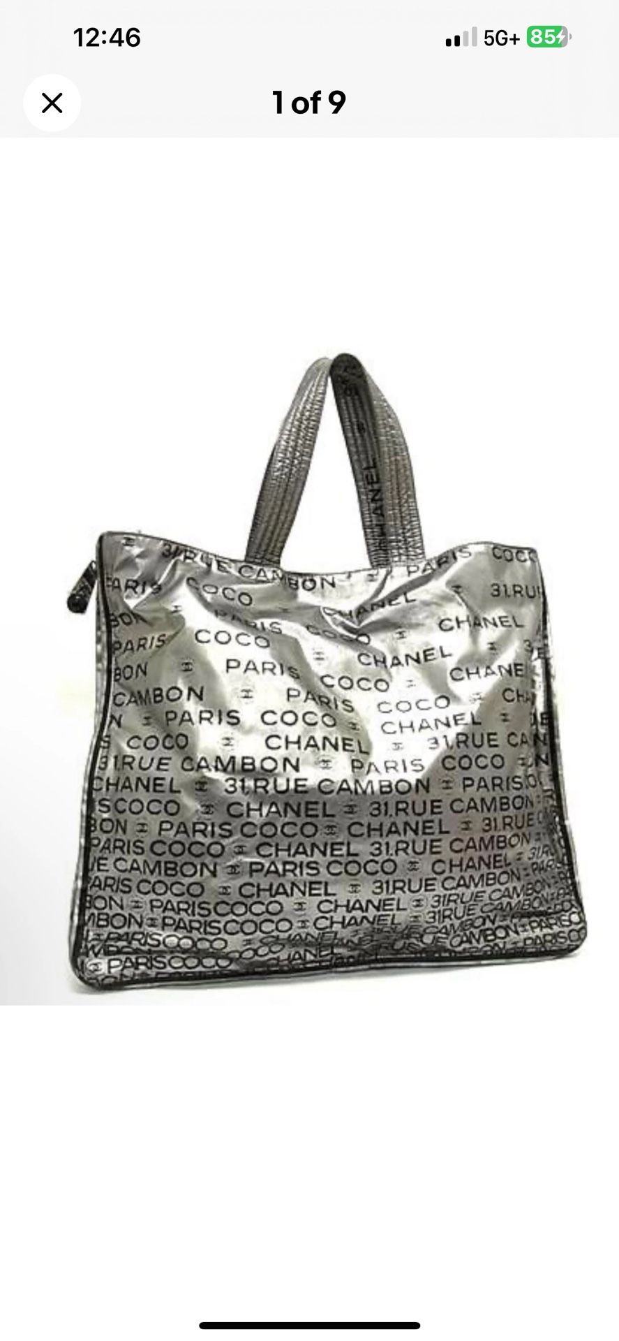 Chanel Unlimited Silver Tote, Authentic
